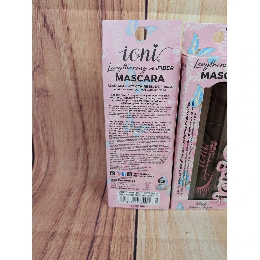 3 PK Ioni Lengthening with Fiber Mascara Black with Tapered Brush